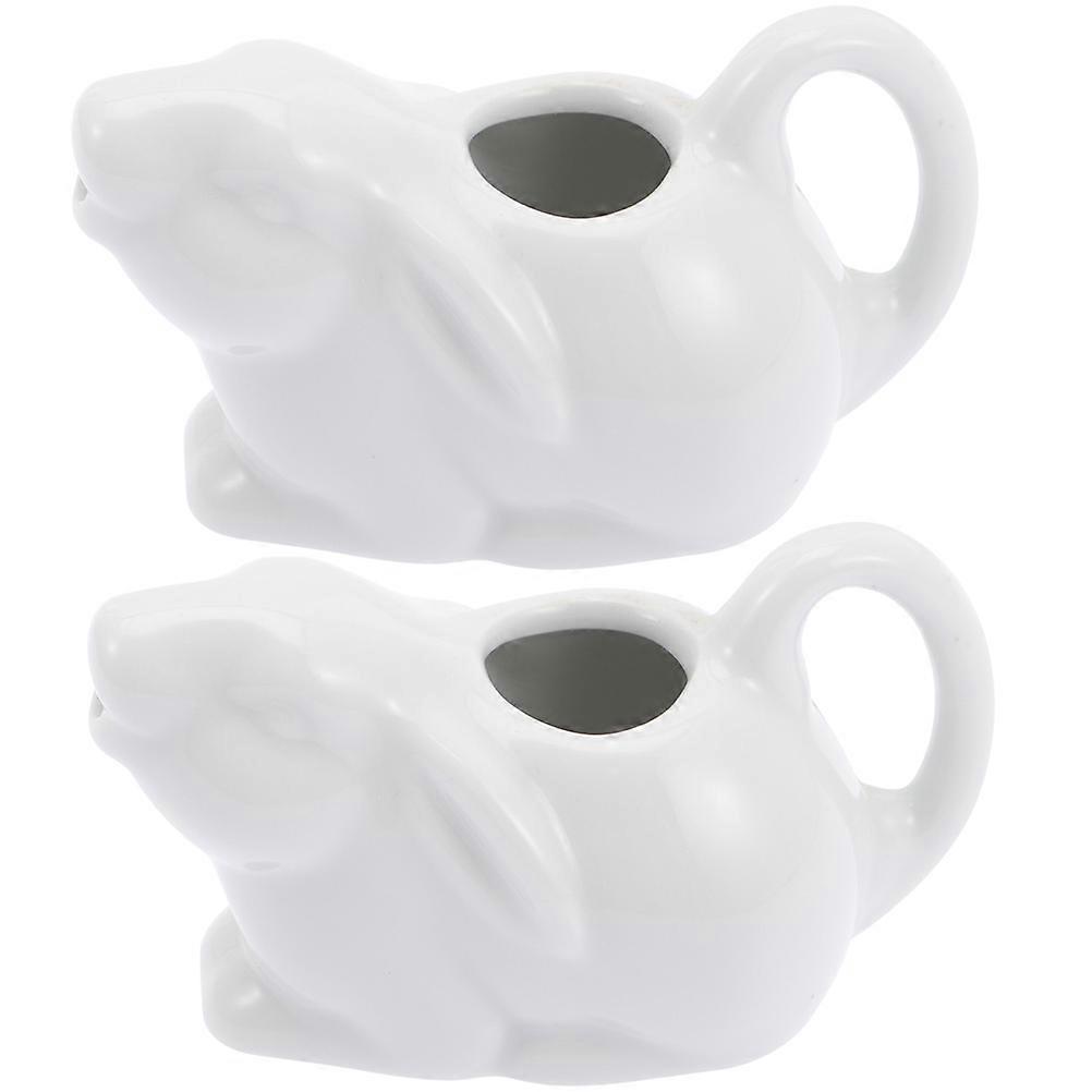 Rabbit Shaped Ceramic Milk Jug for Sauce Serving 2Pcs Ceramic Creamer