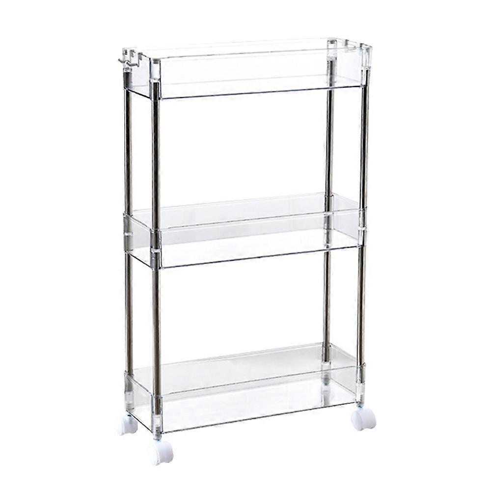 Kitchen Shelf Rack for Storage Rolling Cart Organizer 3 Tier Transparent