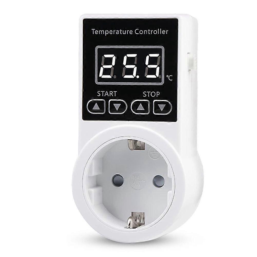 1Pcs Thermostat Socket with Sensor, Digital Temperature Controller Socket, Waterproof Temperature Switch EU Plug
