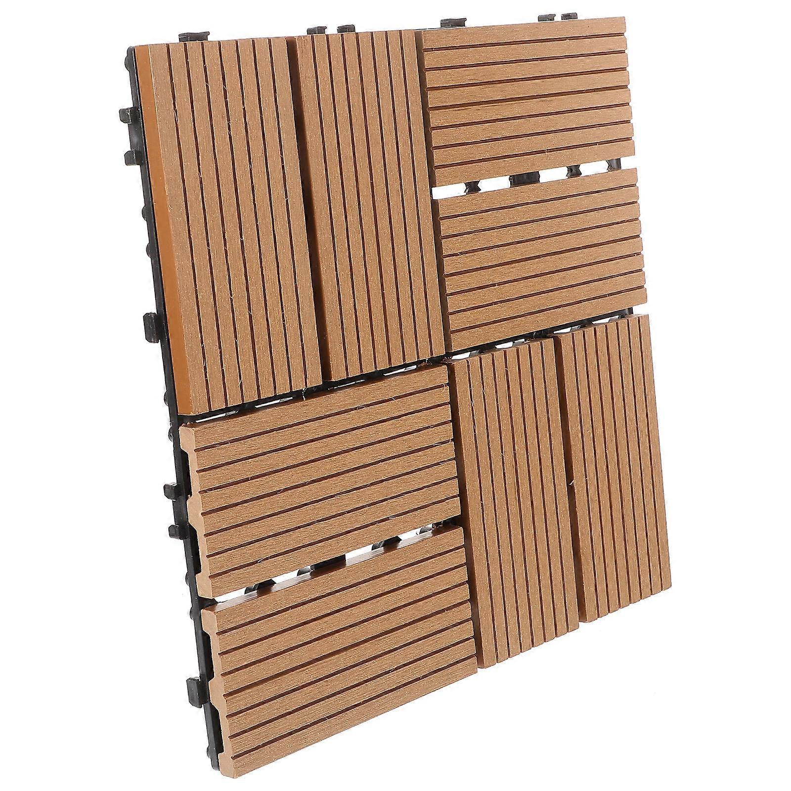 Wood Plastic Composite Interlocking Deck Tile for Patio Decking Light Brown