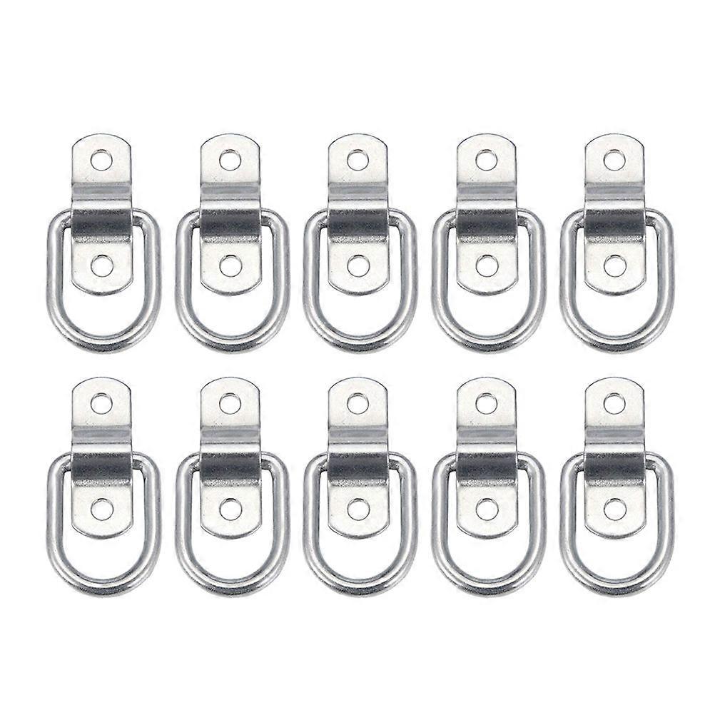 10pcs Iron D Ring Tie Downs Cargo Trailer Anchors Points with Mounting Bracket (Silver)
