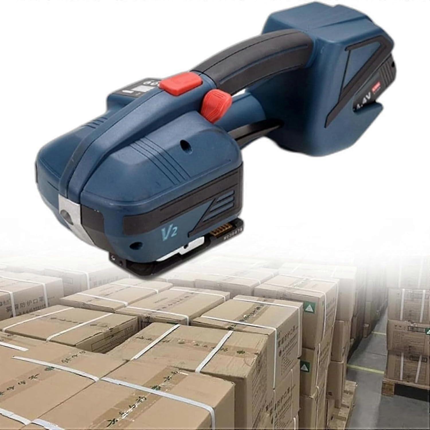 Electric Strapping Machine with LCD Control, Automatic Weld and Cut, Adjustable Tension Battery Tool