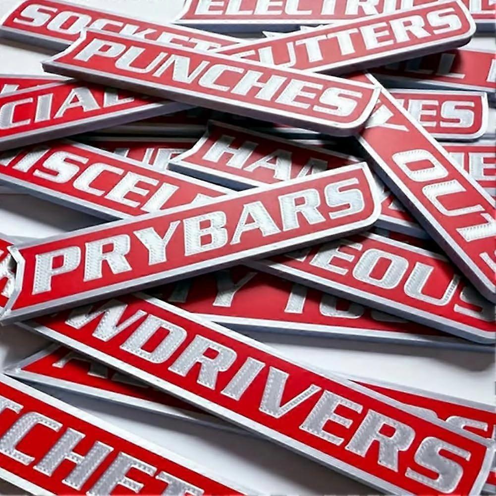 12Pack Red Magnetic Toolbox Labels for Fast Identification and Durable Garage Drawer Storage