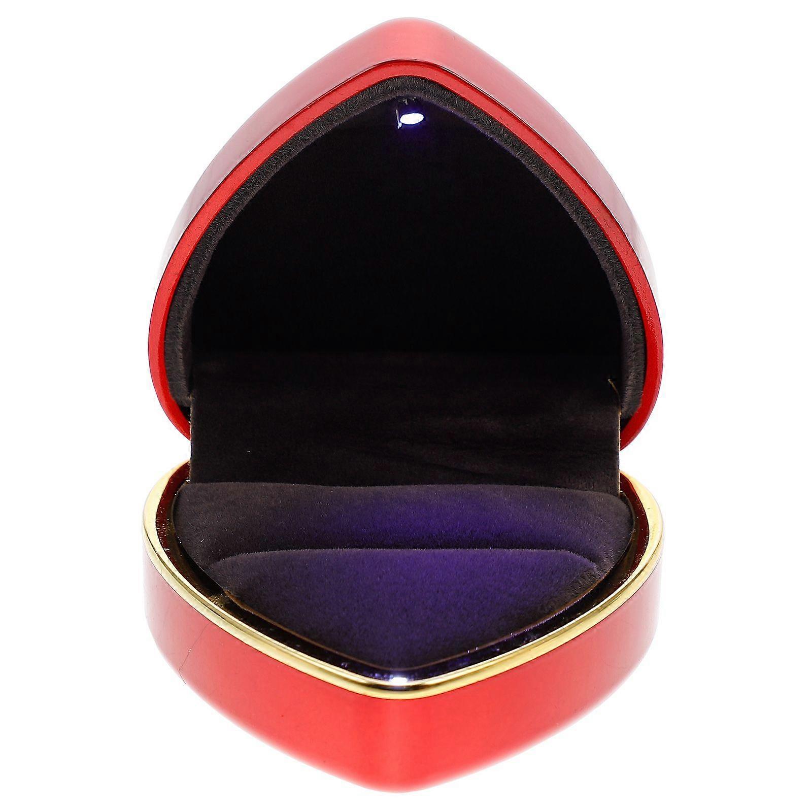 Heart Shape LED Light Ring Holder Box Proposal Wedding Ring Display Storage Box