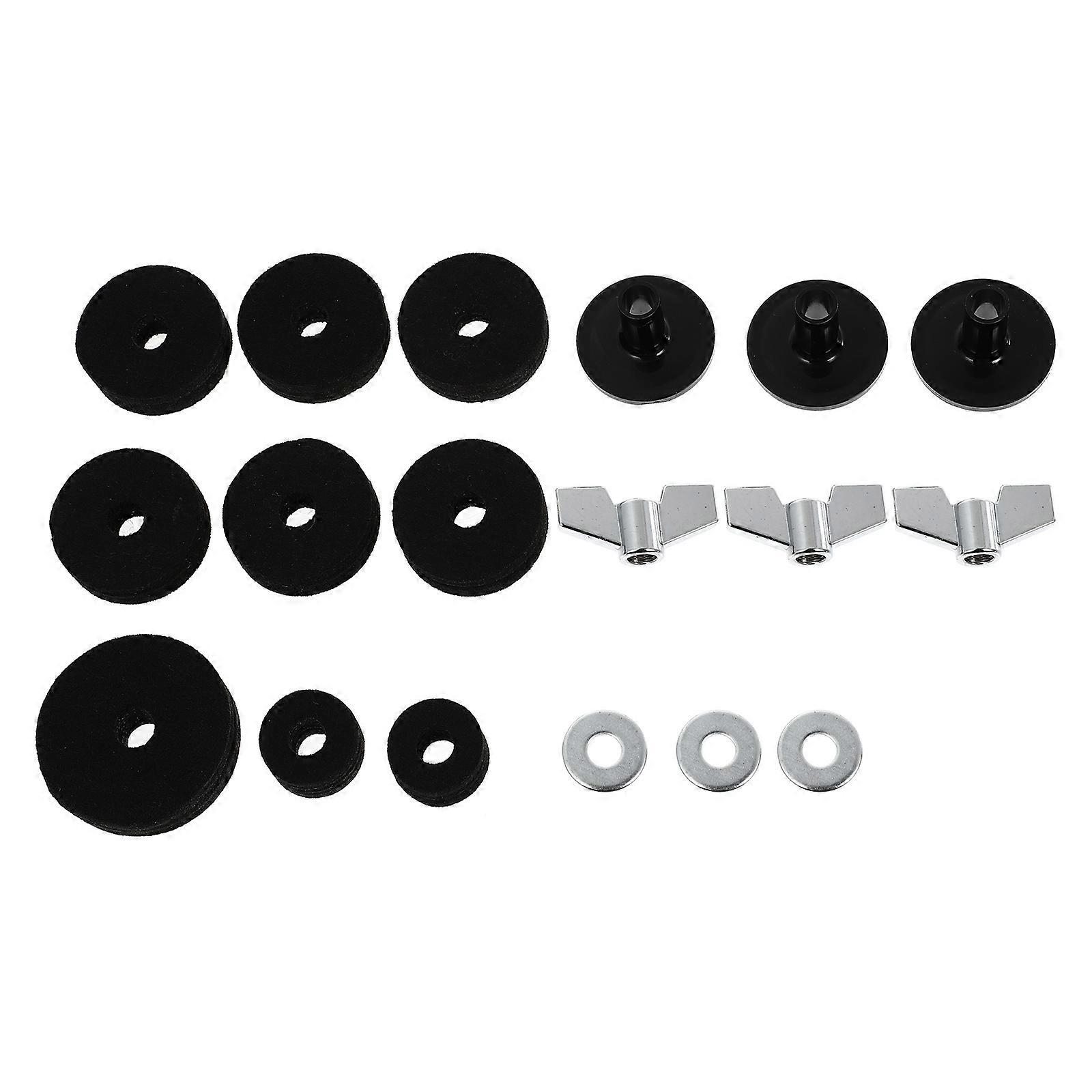 Black Drum Kit Felt Pad Set for Drum Kit Accessories 18Pcs Practical