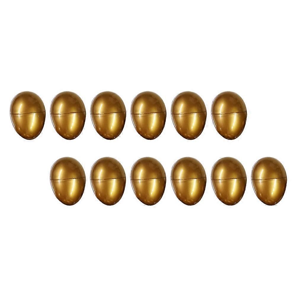 12Pcs Decorative Eggshell Toys Easter Eggs Gift Packing Eggshells (Golden)