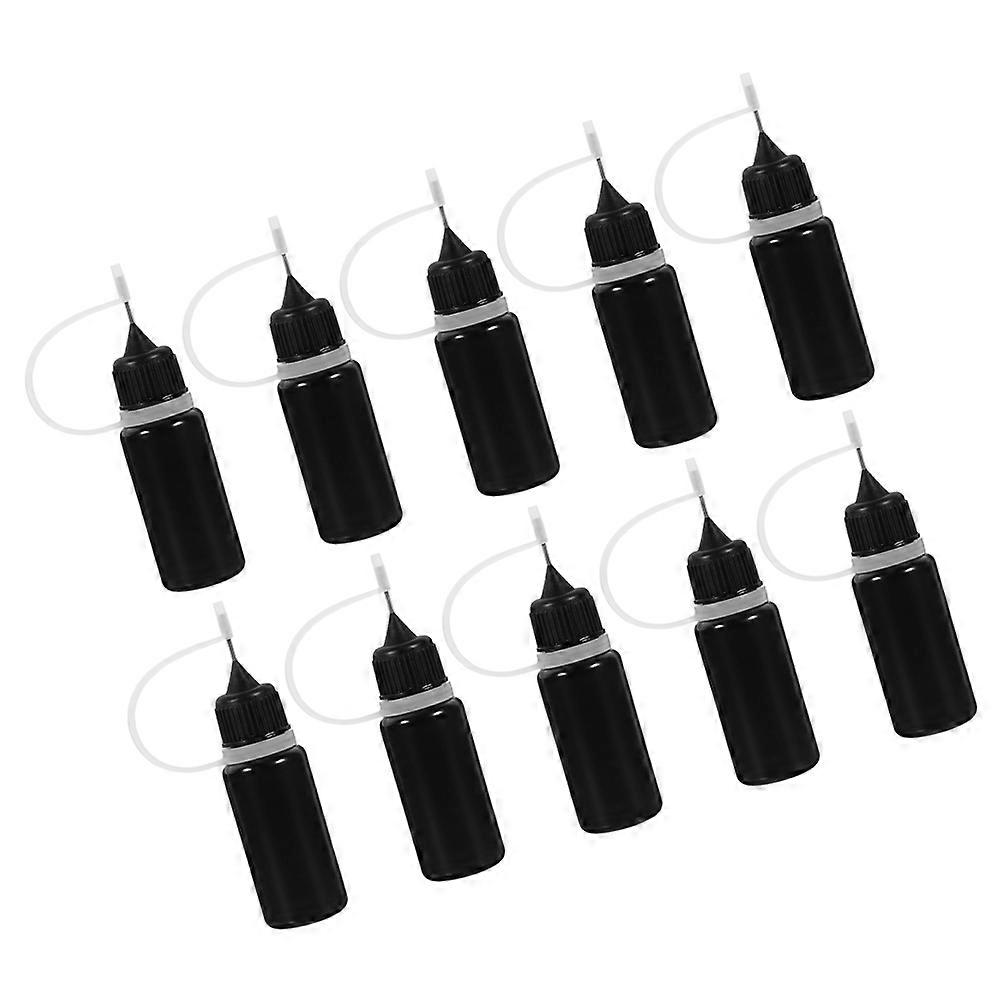 Plastic Precision Tip Applicator Bottle for Storage 10Pcs Black Color