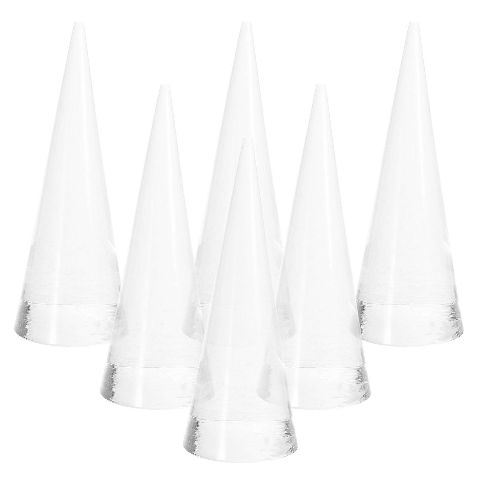 Cone Shape Ring Display Holder Acrylic for Storage Use 6Pcs Transparent