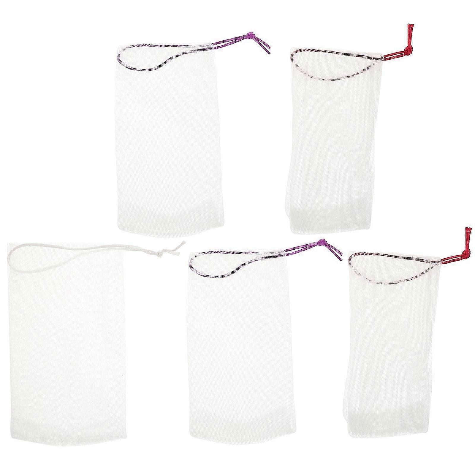 Foaming Mesh Soap Saver Pouch 5Pcs with Drawstring for Body Cleaning