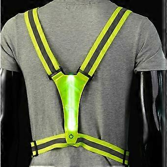 LED reflekterende vest løbetøj, USB genopladelig LED Light Up Vest Høj synlighed med justerbar talje / skulder (gul)