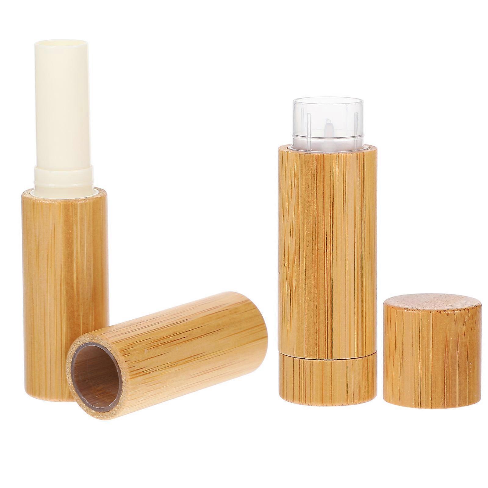 4st Bambu Läppstift Förvaringsbehållare Tomt Rör Makeup Subpackage Tool