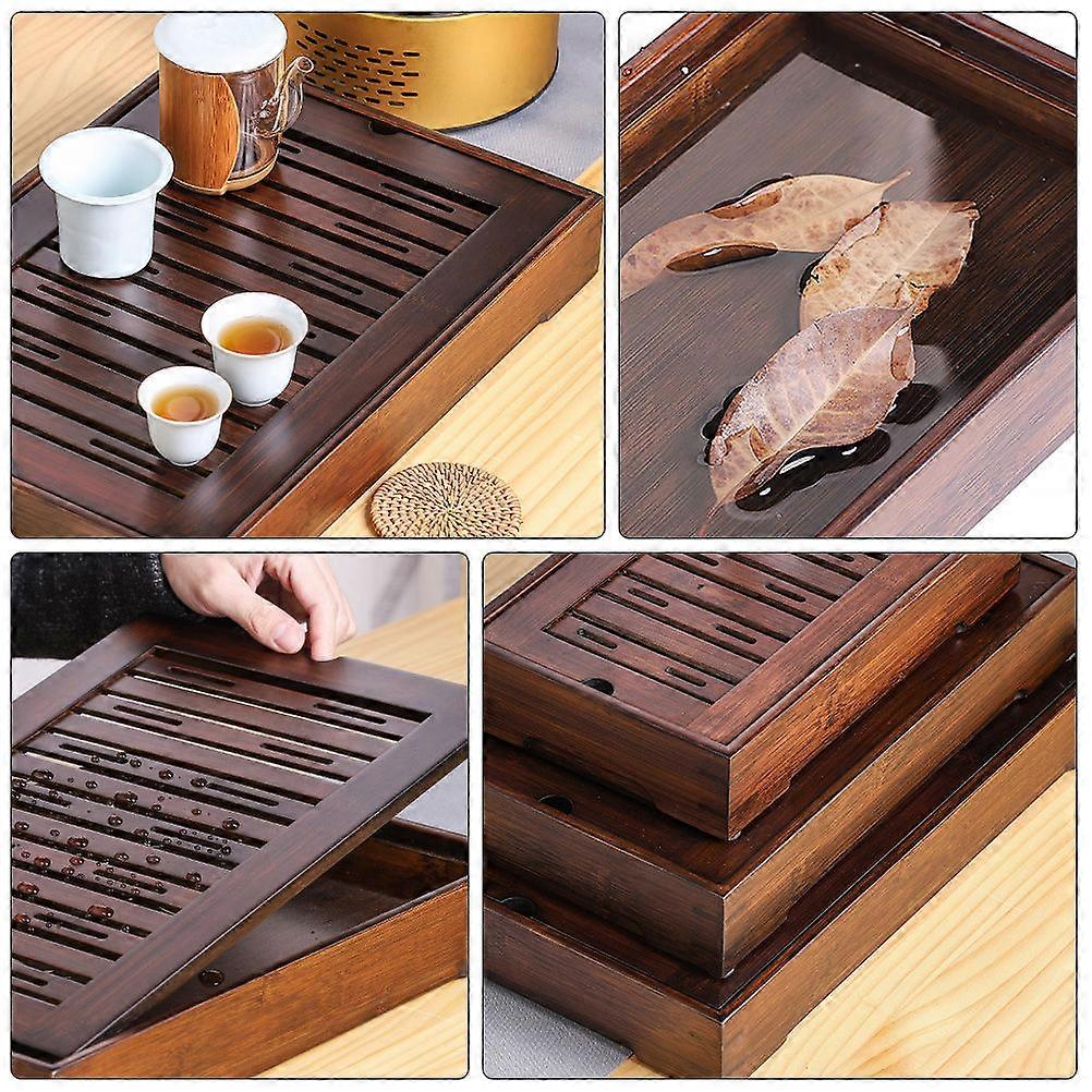 Bamboo Tea Tray Rectangular Tray for Tea-Thing Storage 1Pcs with Large Capacity