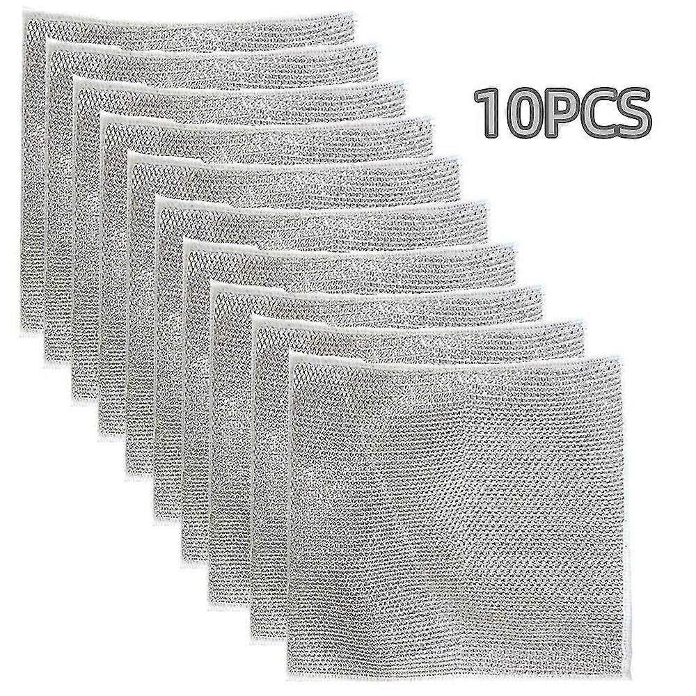 10pcs Silver Dish Cloth Effective Cleaning Clean Silver Wire Kitchen Multifunction-Yvan