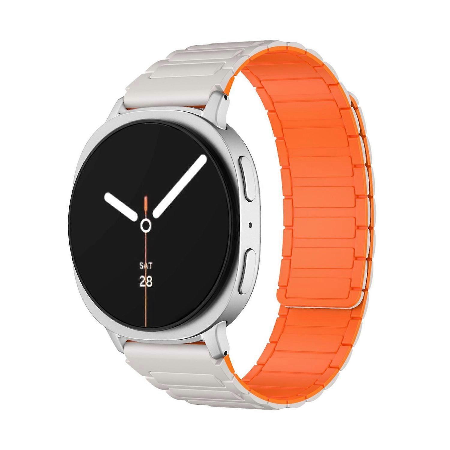 Magnetic silicone wristband for Samsung Galaxy Watch 8 / 8 Classic I - Beige / Orange design