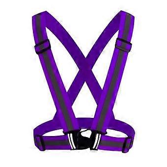 Reflective Safety Vest Adjustable  Visibility with Reflective Strips for Night Running Purple