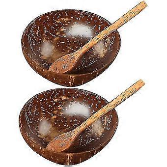 Conjunto de tigelas de coco de 2 - Alternativa sem plástico - artesanal e polido com óleo de coco