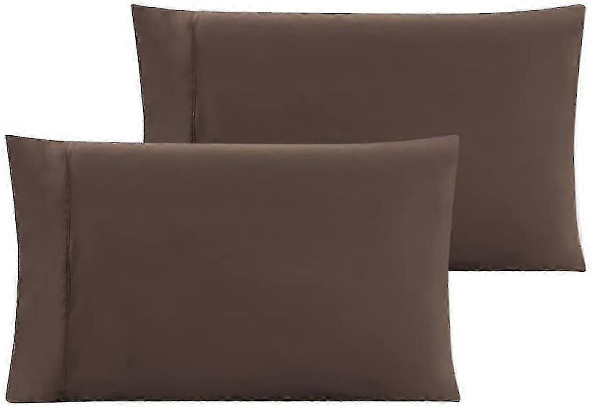 Brushed Microfiber Pillowcases 2 Pack Solid Color Brown 20 x 30 Inch Large Size