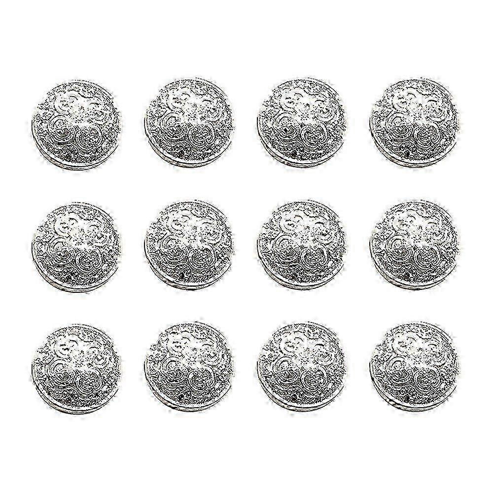 Lot de 30 boutons décoratifs en métal ajouré de 20 mm avec boucle élégante (argenté), pour travaux manuels et couture.
