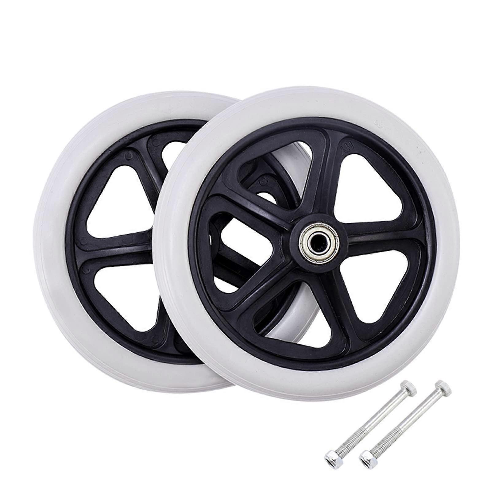 7 Inch Wheelchair Front Wheels, Durable Solid Rubber Replacement Wheels with Smooth Rolling and Low Noise Performance