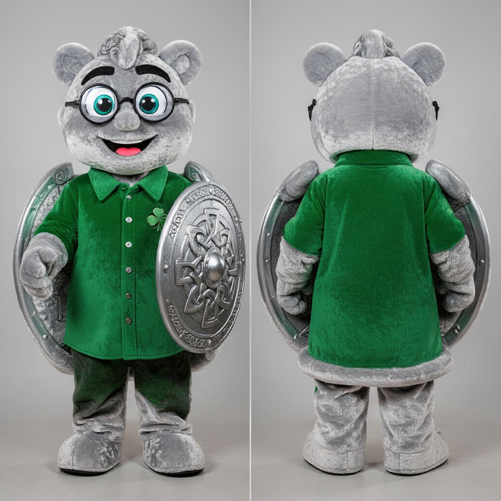 MASTICOT Silver Gleaming Celtic Shield Mascot