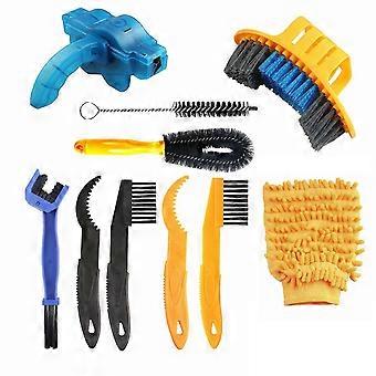 10pcs Bicycle Chain Cleaning Kit Bicycle Maintenance Cleaning Brush Tools 26-27