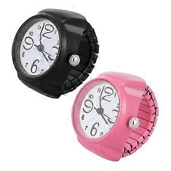Anillo de dedo para adultos, 2 unidades, elegante reloj de cuarzo decorativo.
