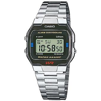 Casio digital watch for Unisex Digital Quartz with A163WA-1QES stainless steel bracelet