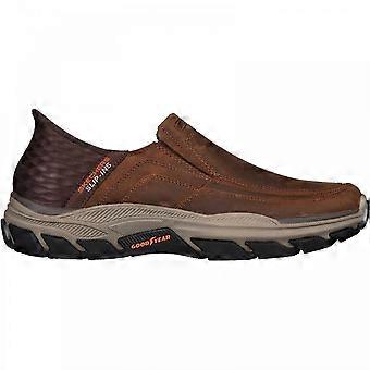Men's Skechers Respected Elgin | Dark Brown | Extra Wide Fit | Mens Slip Ins Shoes