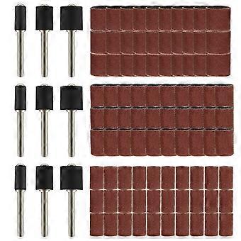 Nail Manicure Sanding Bands for Sanding 102Pcs Set Brown Drum Mandrel Kit