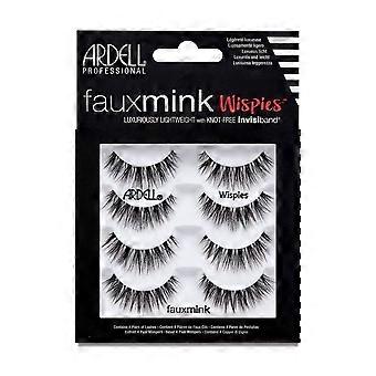 Ardell Faux Mink Wispies -ripsiä, kevyet ja tuuheat, mustat, 4 paria.