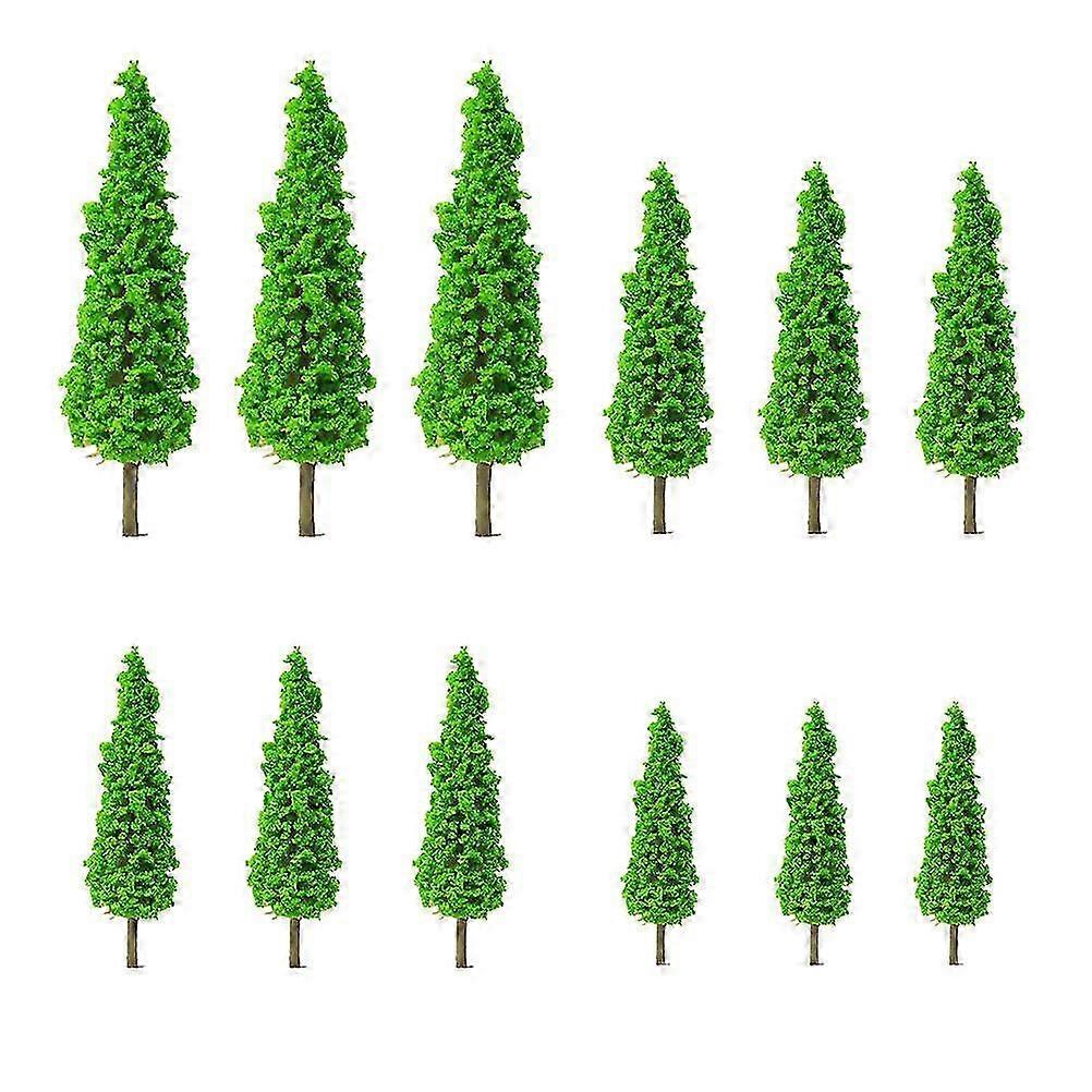 Green Mini Tree Decor Simulation Tree Plastic Model Trees for Decor 12Pcs