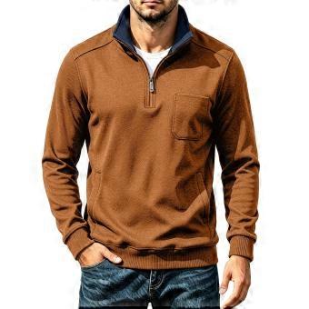 Men Mock Neck Pullover - Quarter Zip Long Sleeve Casual Sweatshirt