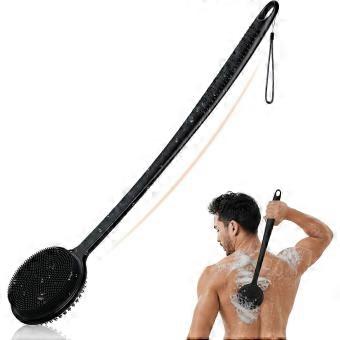 Silicone Back Scrubber for Shower, 17in Lengthen Long Handle Body Brush, Double Sided Shower Brush for Shower Exfoliating and Massage Can Produce Ricc