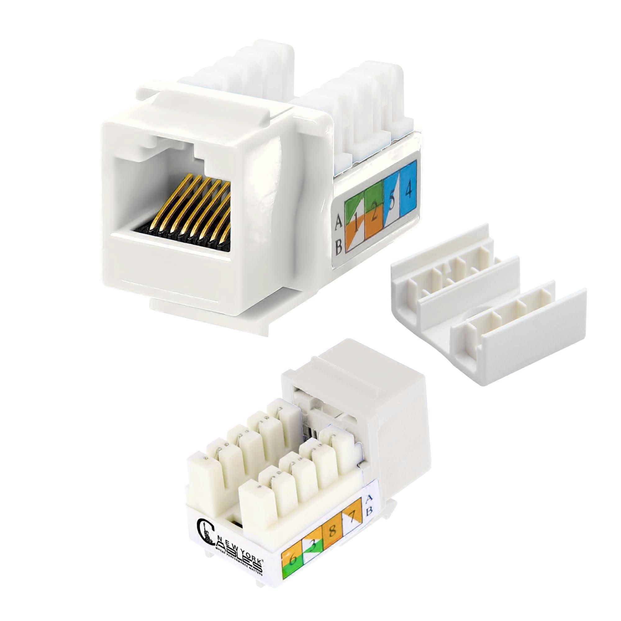 Cat6 Keystone Jack 90 Degree Punchdown Ethernet Wall Jack for Patch Panels & Wall Plates