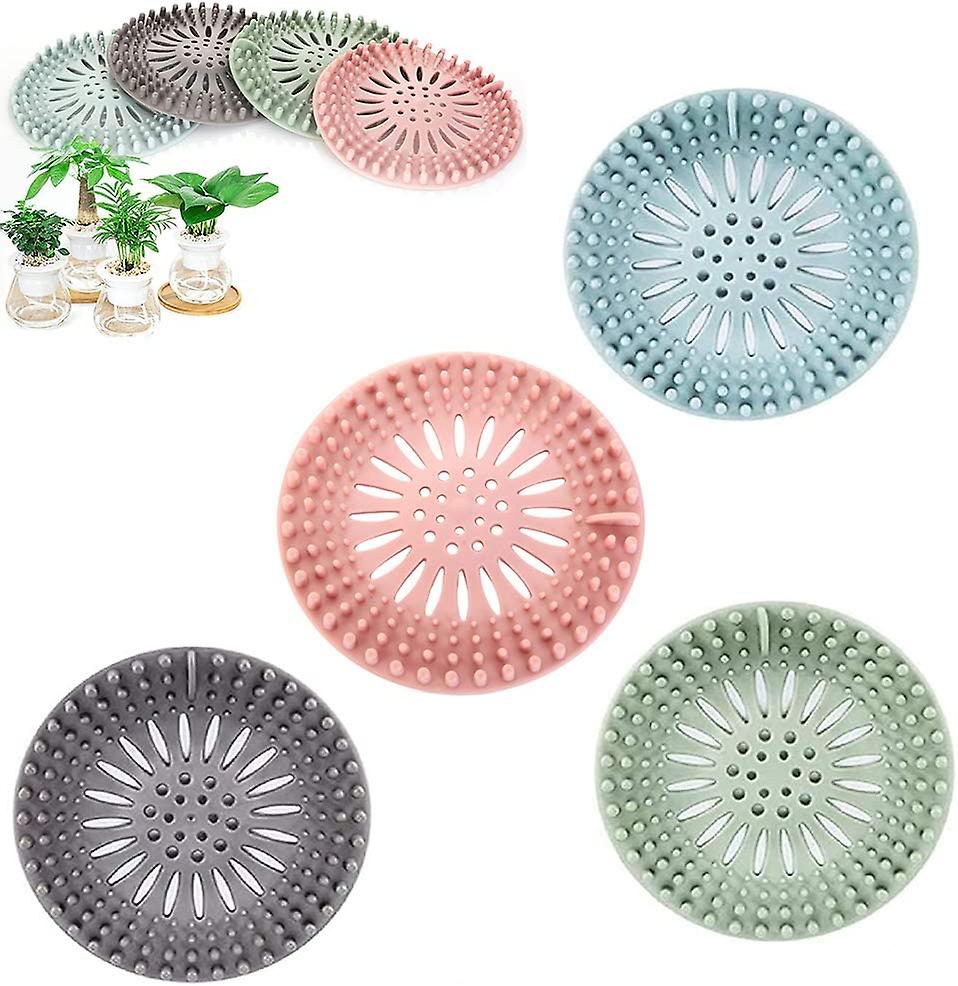 2023 - 4 قطع سيليكون نزع الشعر ، تجفيف مع فتحات الصرف ، للحمام والمطبخ ، المرحاض ، سهلة التنظيف