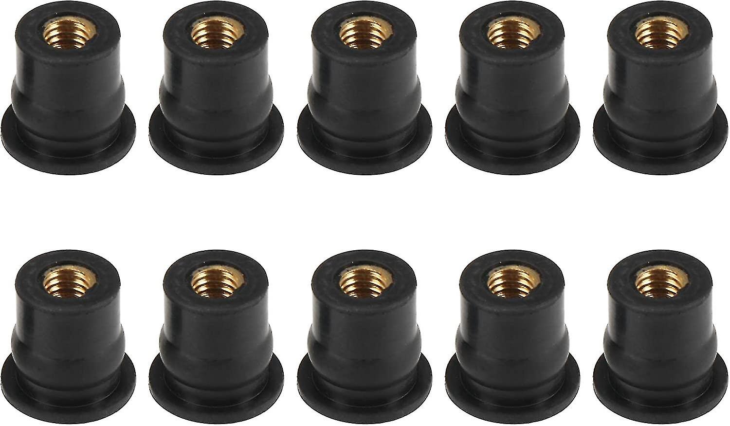 M6 Straight Convex Rubber Windshield Screws Nut For Motorcycleblack10pcs
