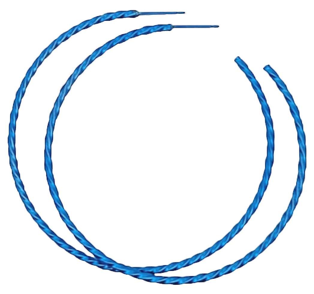 Ti2 Titanium Medium Twisted Hoop Earrings - Dark Blue