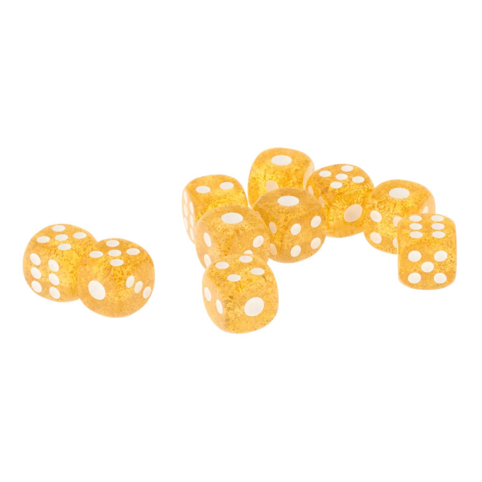 10 Pieces 6 Sided Acrylic Dices Dice Game Spot Dice for Party Table Board