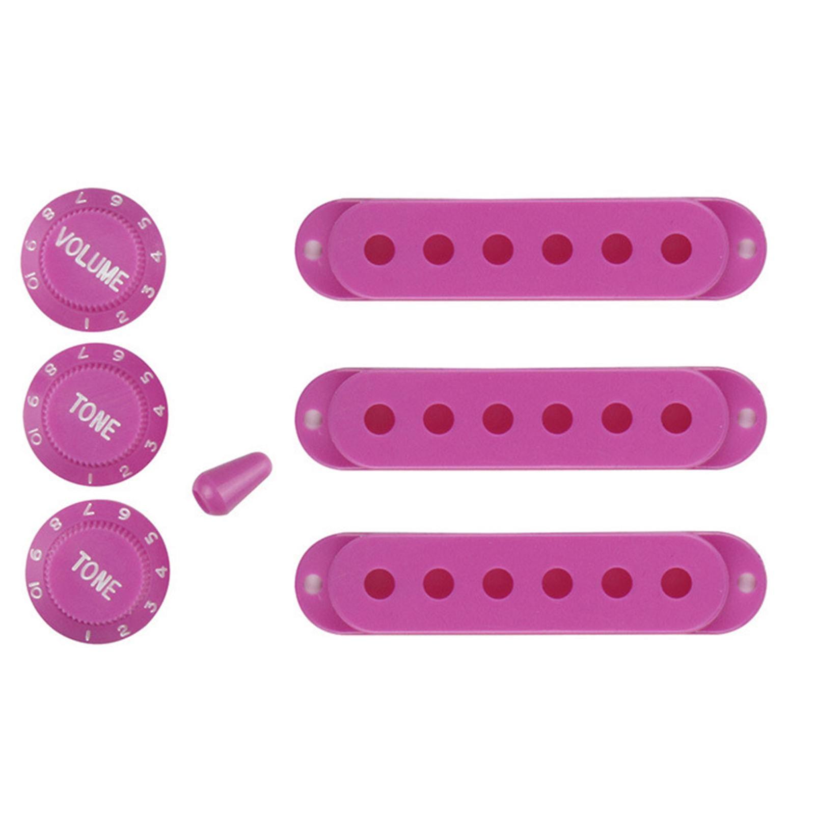Deep Pink Guitar Pickup Cover and Knobs Switch Tip Set