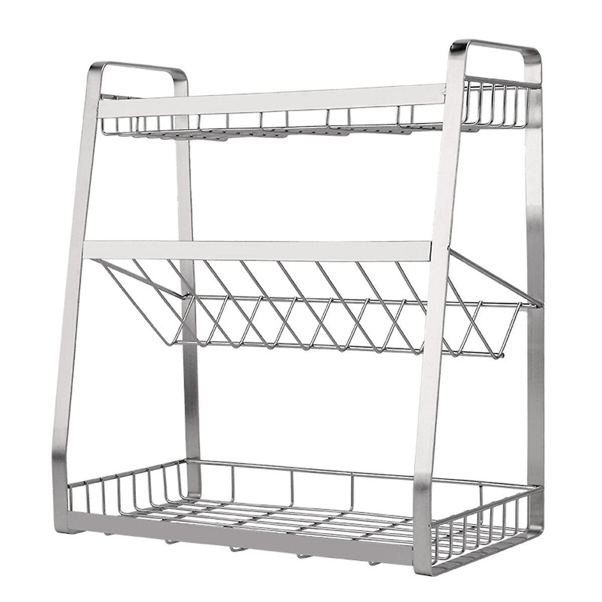 3-Tier Stainless Steel Kitchen Spice Rack - Countertop Organizer For Spice Jars And Bottles