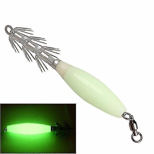 Noctilucent Squid Cuttlefish Fishing Lure Hook Night Light Bait Fishhook