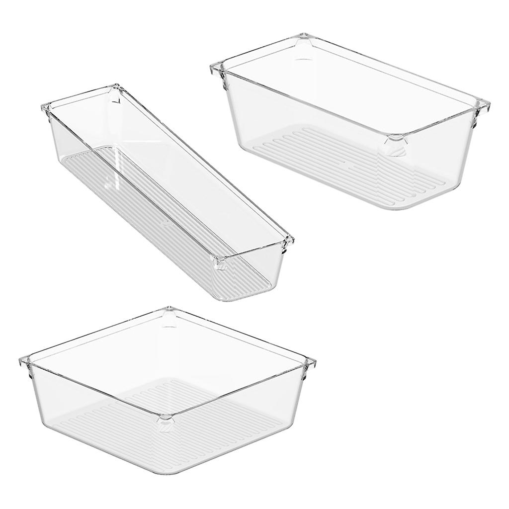 3pcs Stackable Drawer Organizer Makeup Stationery Divider Storage Holders