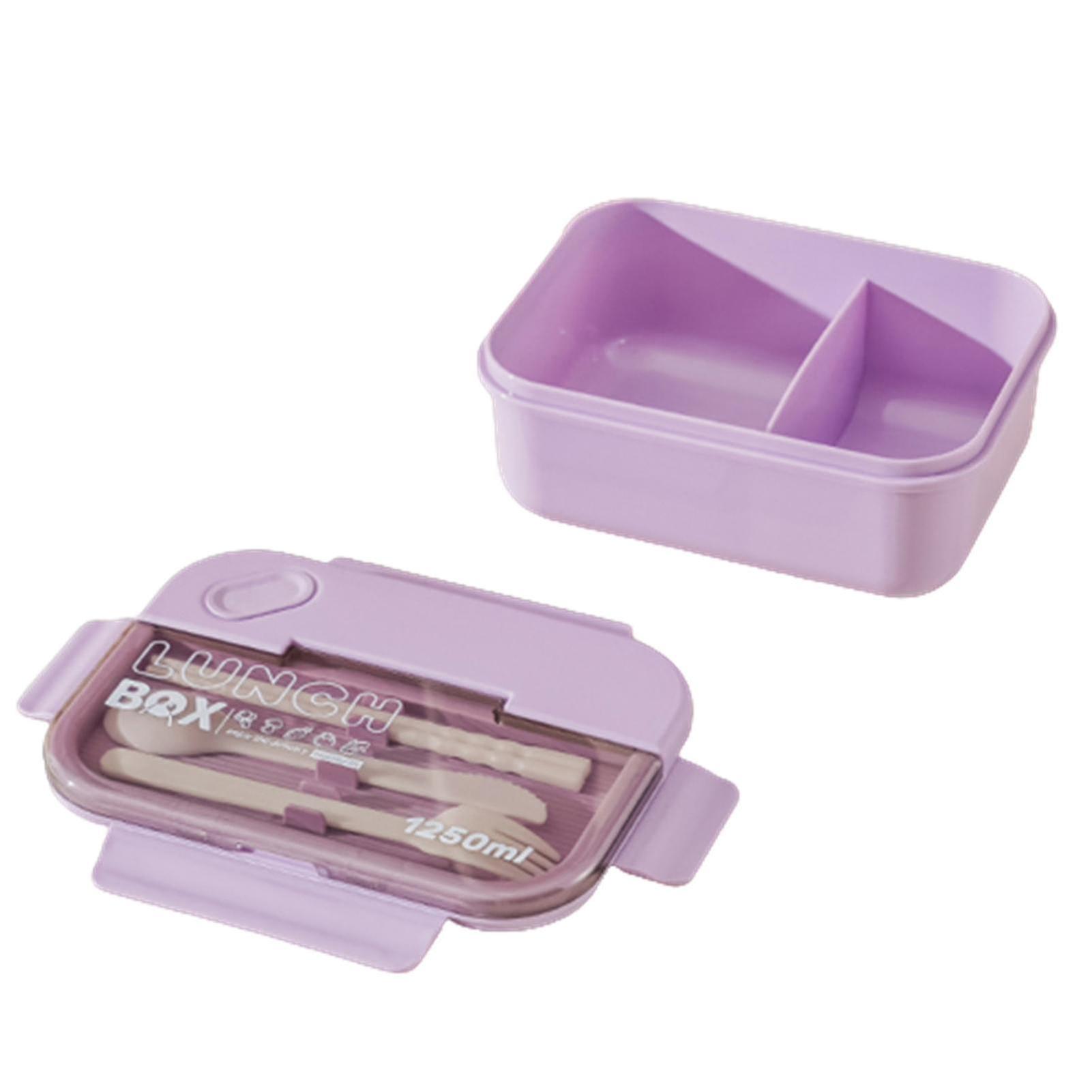 Portable Lunch Box Plastic 2/3 Compartments Bento Box With Tableware For School