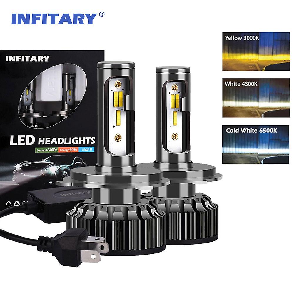 -infitary H4 Led H7 3 színváltó autó fényszórók ködlámpák 3000k 4500k 6500k vaku 80w automatikus lámpák 2 db H1 H3 H11 9005 H13