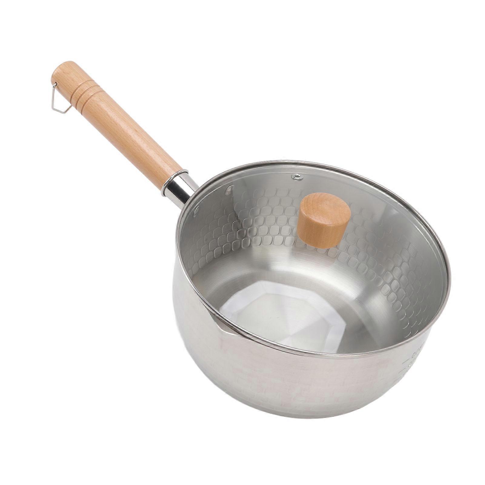 20cm Japanese Non-Stick Saucepan with Lid & Wooden Handle