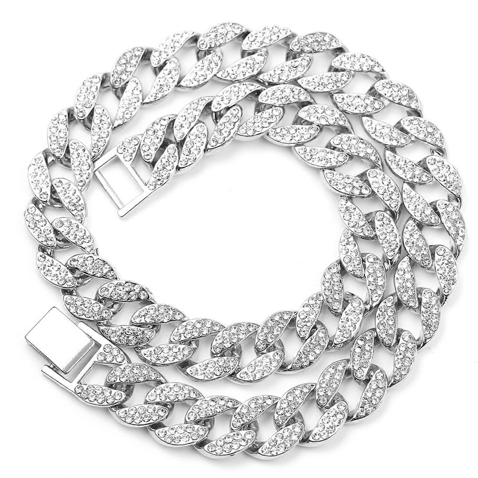 Stylish and trendy hip-hop style silver alloy Cuban link chain for men