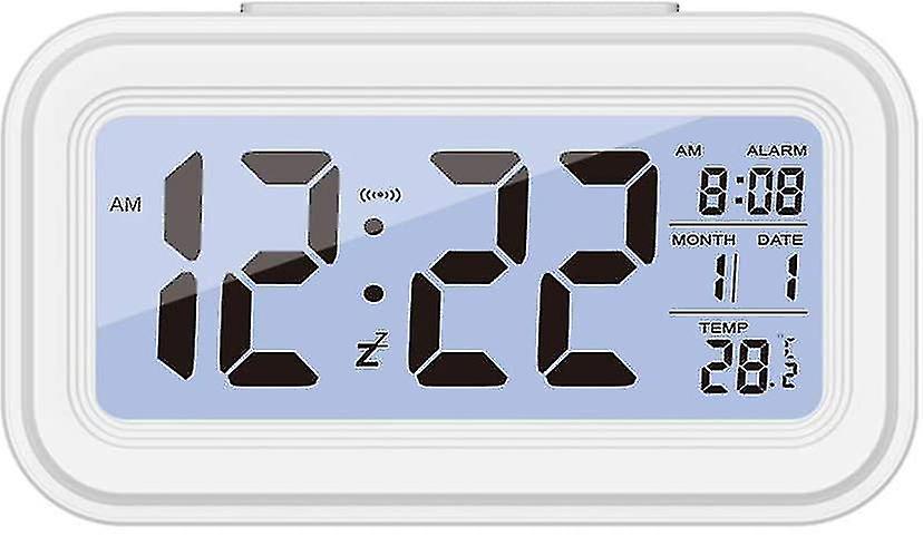 Digital Alarm Clock Large Led Display Snooze Clock Night Light Features With Temperature Calendar, B