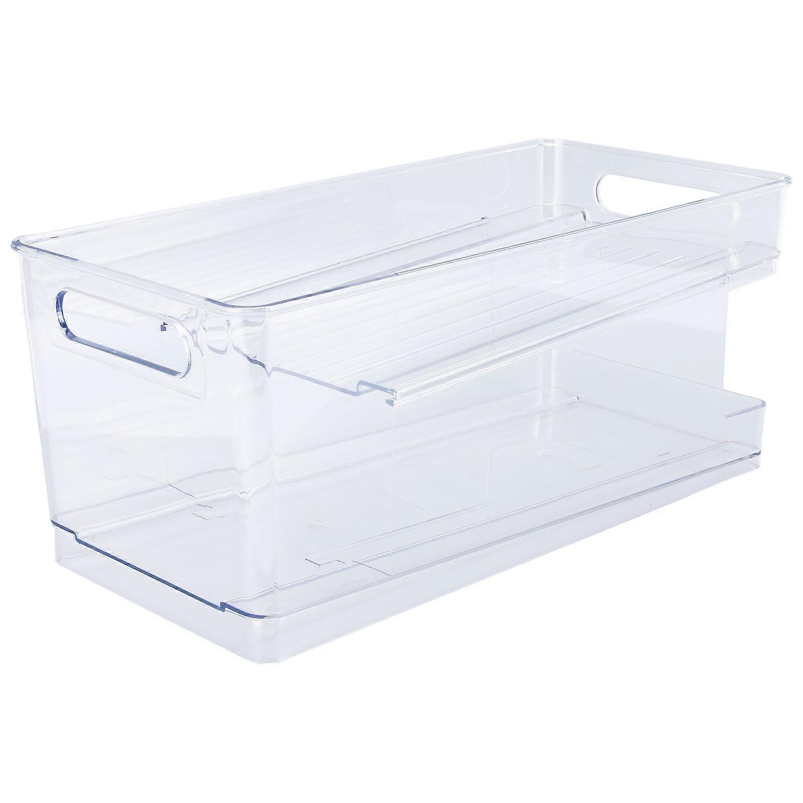 Soda Can Organizer Stackable Drink Can Holder Rack PET Dispenser Double Deck for Pantry Refrigerator Kitchen