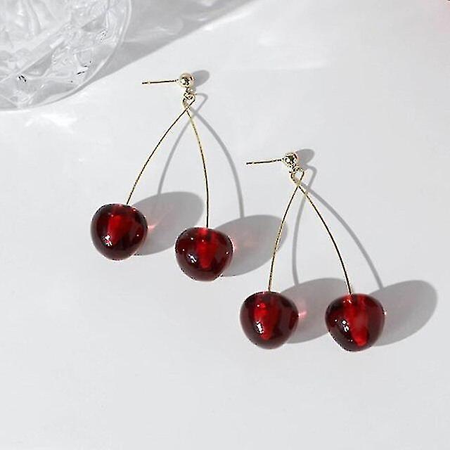 Gyümölcs cseresznye akril fülbevaló nőknek Piros hosszú fülbevaló Elegáns ékszer kivehető esküvői kiegészítők karácsonyi ajándék