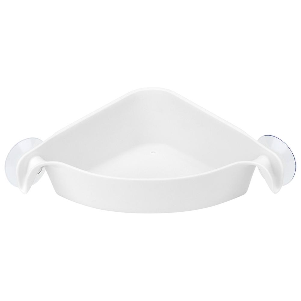 Strong Sunction Cup Wall Mounted Corner Storage Rack Holder Bathroom Kitchen(White)